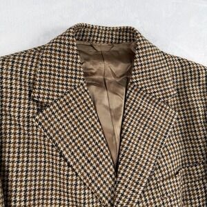 Vtg Lynton Sport Coat Tweed Blazer Mens 40R Check Houndstooth Wool Brown Black